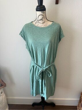 J. Crew Green Tie-Waist Tee Dress